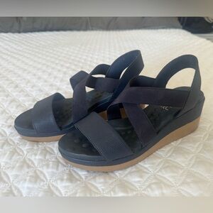 Malu Made in Brazil Super Comfort Wedge Sandals Navy Blue size 9